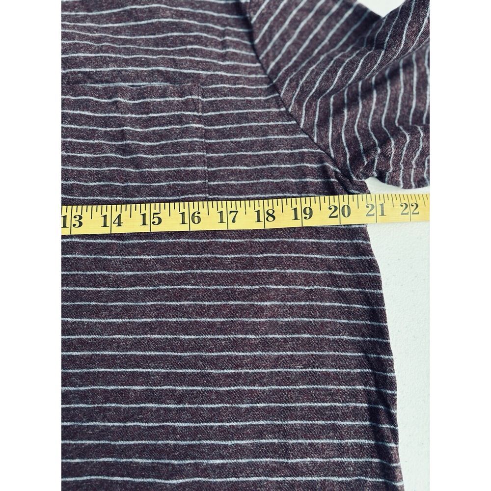 Faherty Brand Men's Large Maroon Blue Striped Cotton Long Sleeve 1/4 Button Polo - Picture 11 of 13